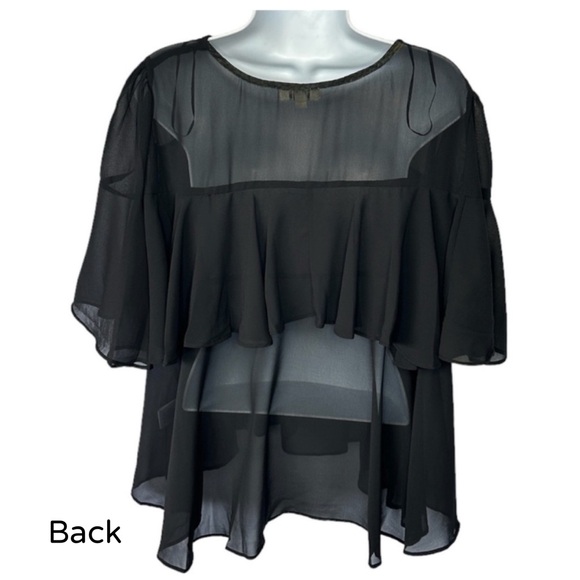 UMGEE Sheer Ruffle Blouse Top M black - Picture 6 of 7